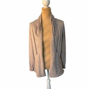 Cream Speckled Open Front Cardigan Sweater Size Medium